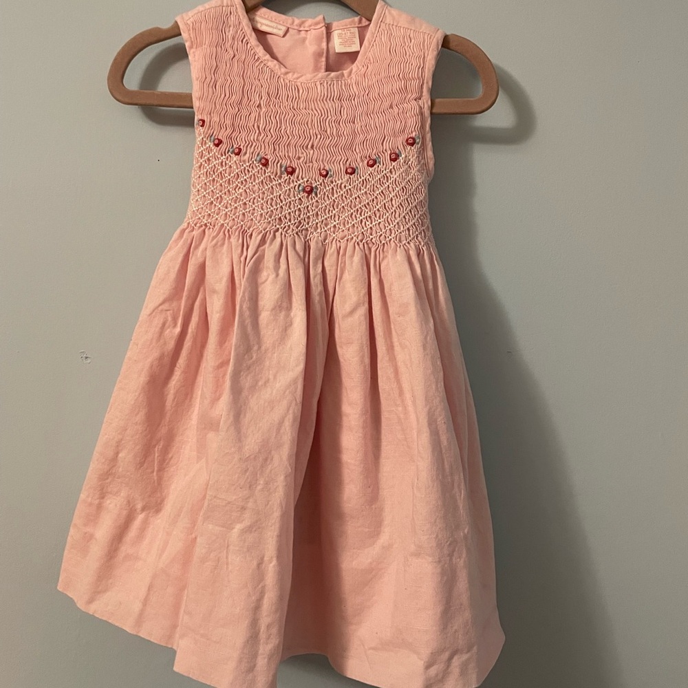 Cottagcore style First Impressions Pink Smocked Dress